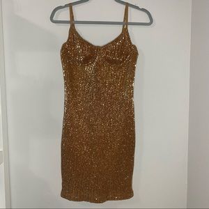 Fashion Nova Small Copper Sequin Dress